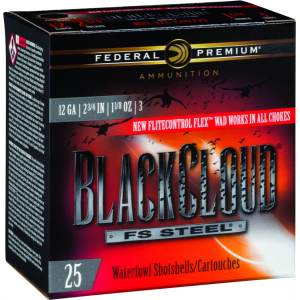 Federal PWBX1473 Black Cloud FS Steel 12GA 2.75\" 1 1/8oz #3 Shot - 25sh Box