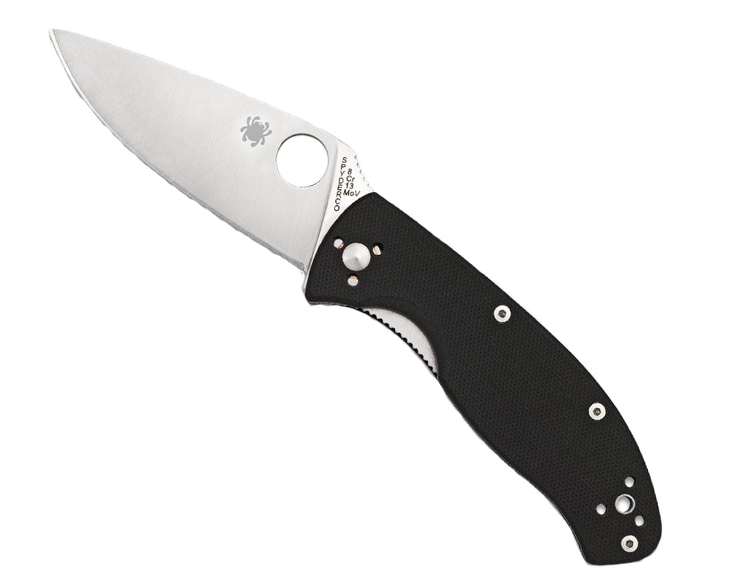 Spyderco Tenacious G-10 Plain Edge Knife, Black - C122GP