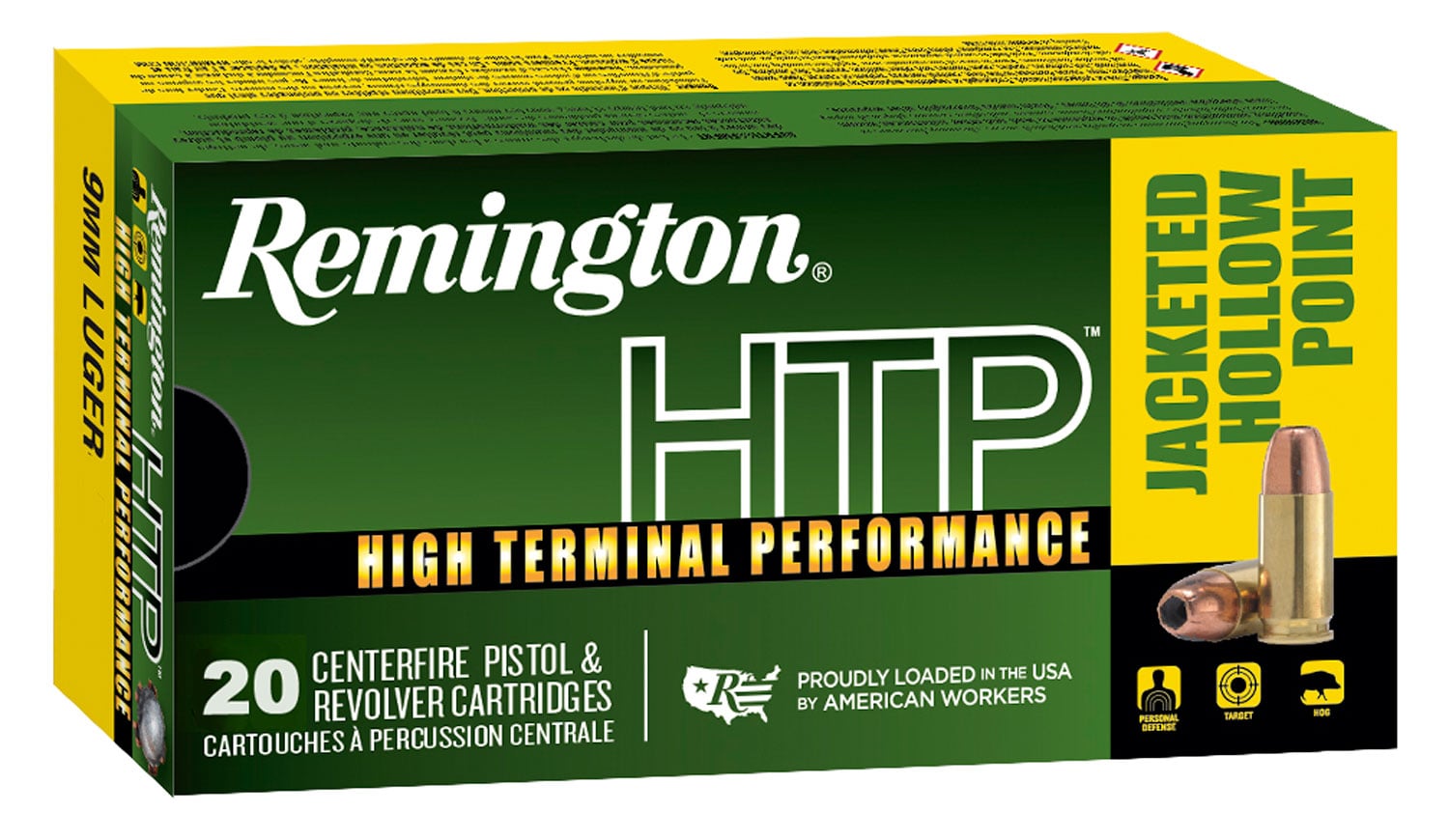 REM HTP 9MM 147GR JHP 20/500 - No Credit Card Fees - Low, flat rate shipping