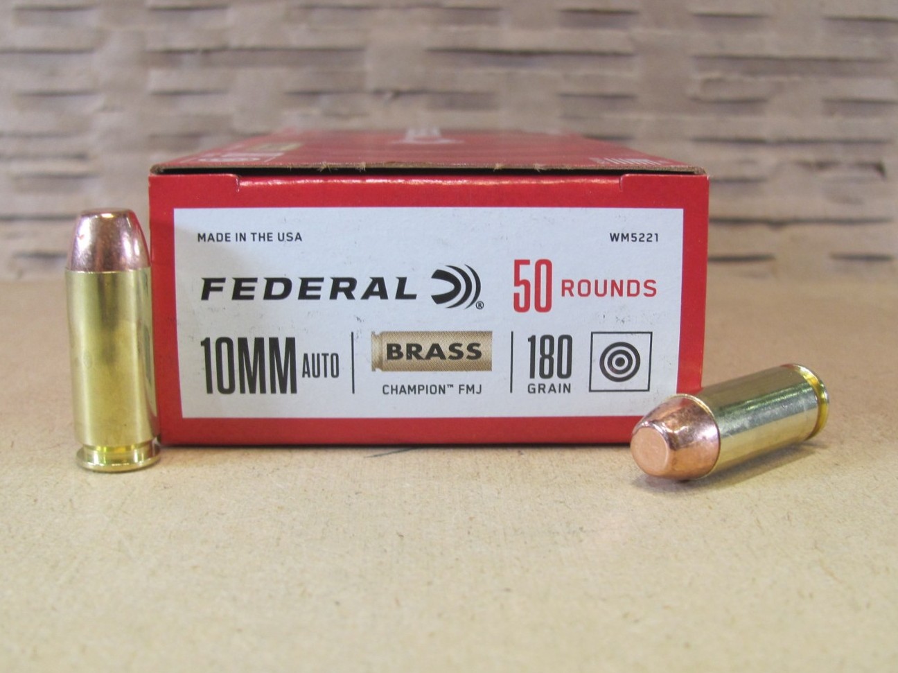 50 Round Box – 10mm Auto 180 Grain FMJ Federal Champion Ammo – WM5221