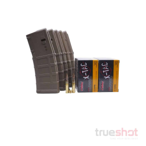 BUNDLE DEAL: 5 Tan Magpul AR-15 PMAGS and 200 Rounds of Ammo - Retail / PMC 5.56 55 Grain