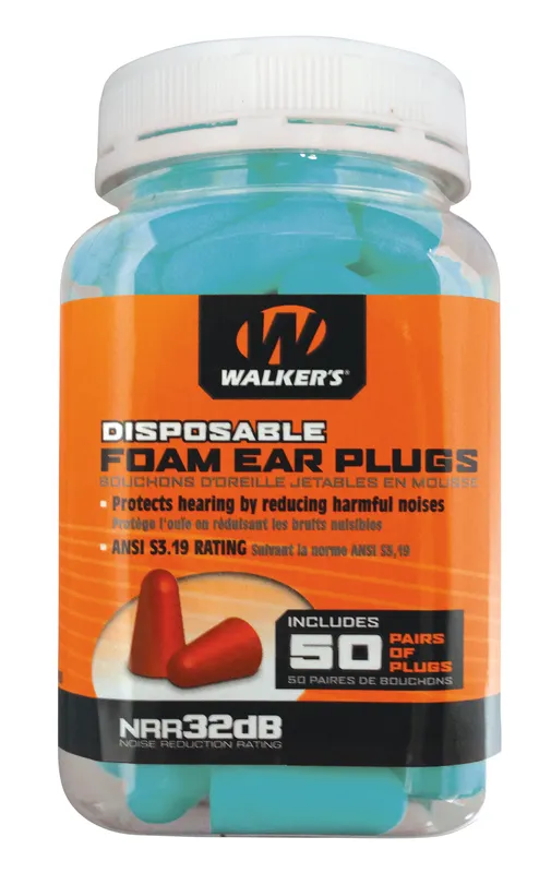 Walkers Game Ear Disposable Foam Ear Plugs 50 Count (Teal)