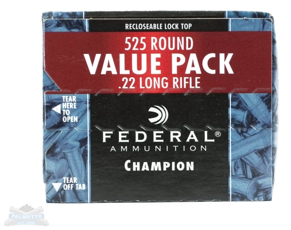 Federal .22 Long Rifle 36gr Copper Plated HP Champion Ammunition, 525 Rounds - 745