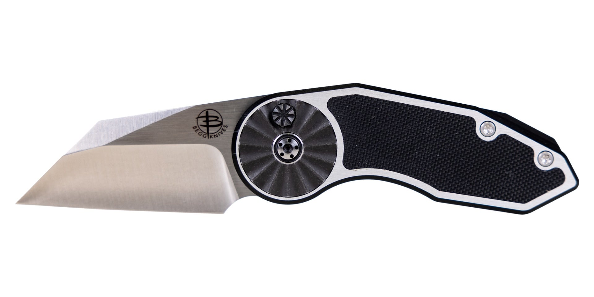 Begg Knives Micro Burst Rosette Folding Wharncliffe Knife, Black - BG061
