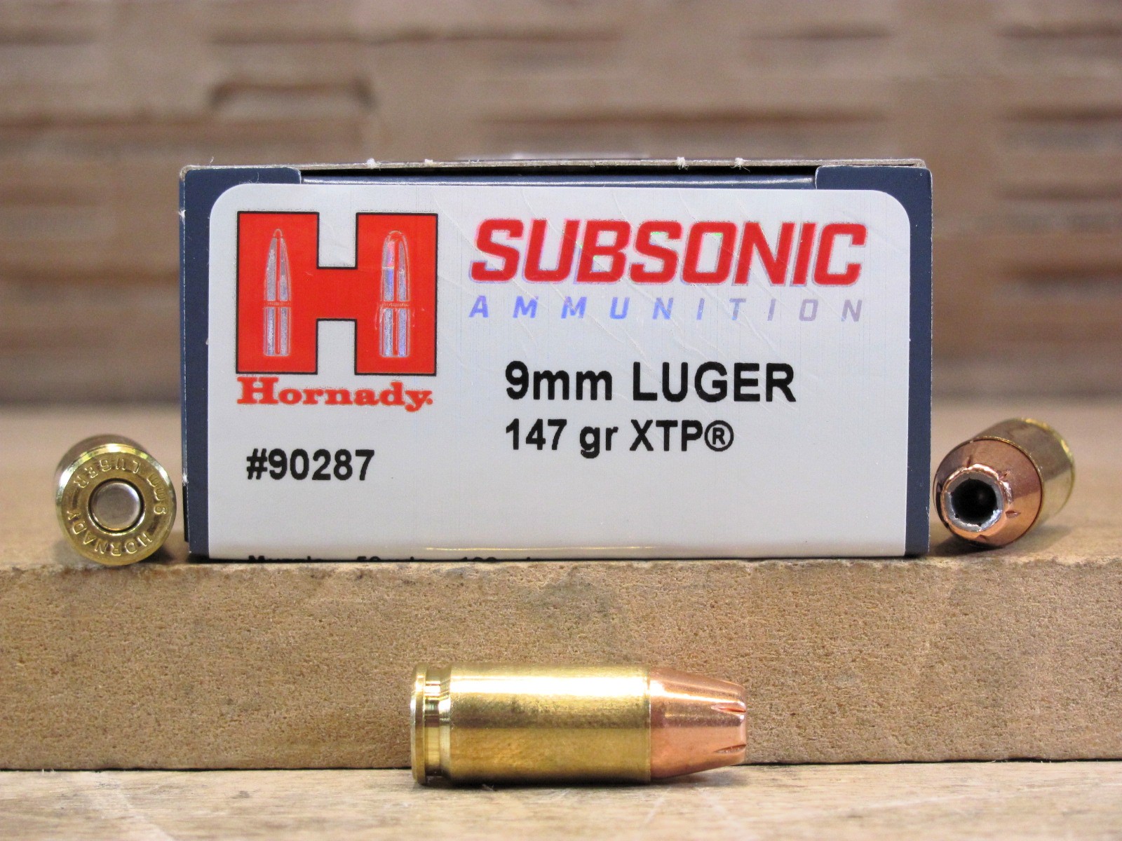 250 Round Case – 9mm Luger 147 Grain XTP Hollow Point Hornady Subsonic Ammo – 90287