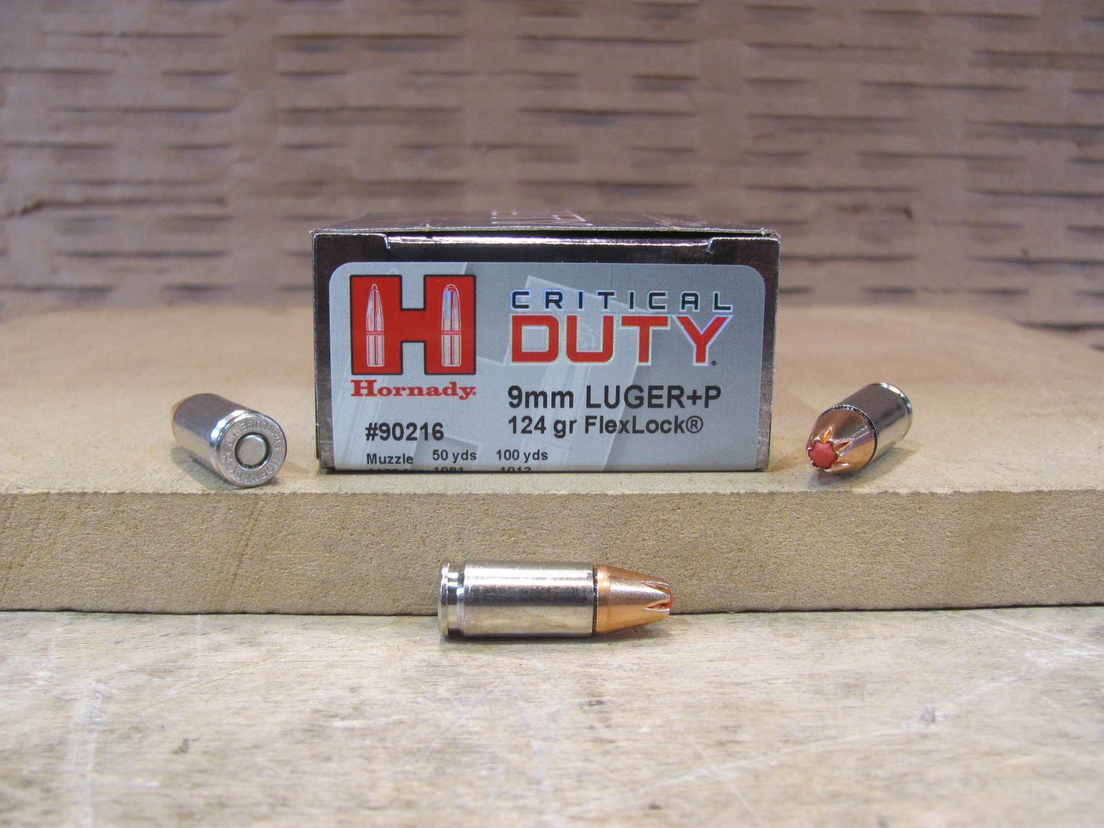 250 Round Case – 9mm Luger +P 124 Grain Flexlock Hornady Critical Duty Ammo – 90216