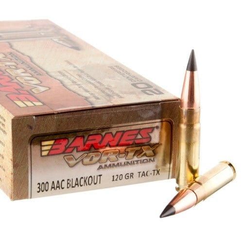 Barnes Bullets VOR-TX 120 gr Tac-TX Boat Tail .300 Blackout Ammo, 20/box - 30827
