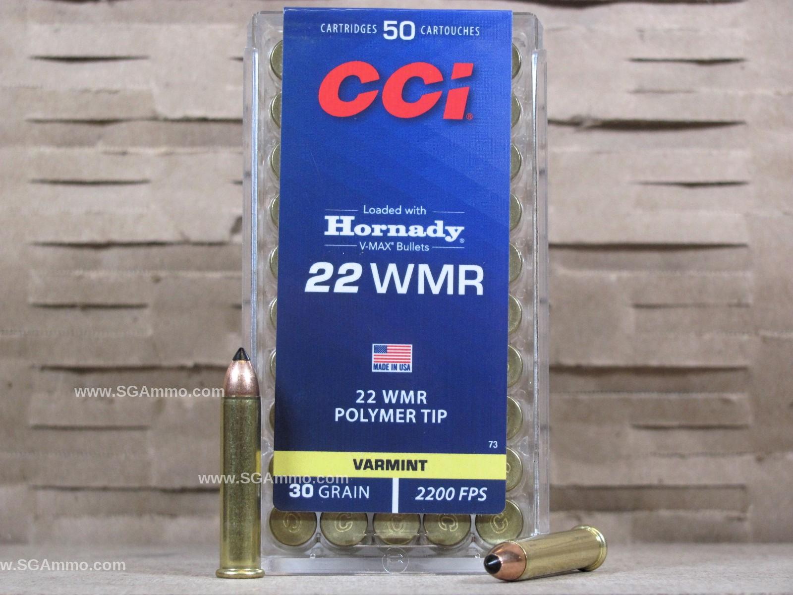 50 Round Box – CCI 22 WMR 30 Grain V-Max Polymer Tip 2200 FPS Ammo – 0073