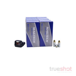 BUNDLE DEAL: Black EOTech ELFX Mini Pistol Red Dot Sight and 500 Rounds of Ammo - Magtech 9mm 115 Grain Steel