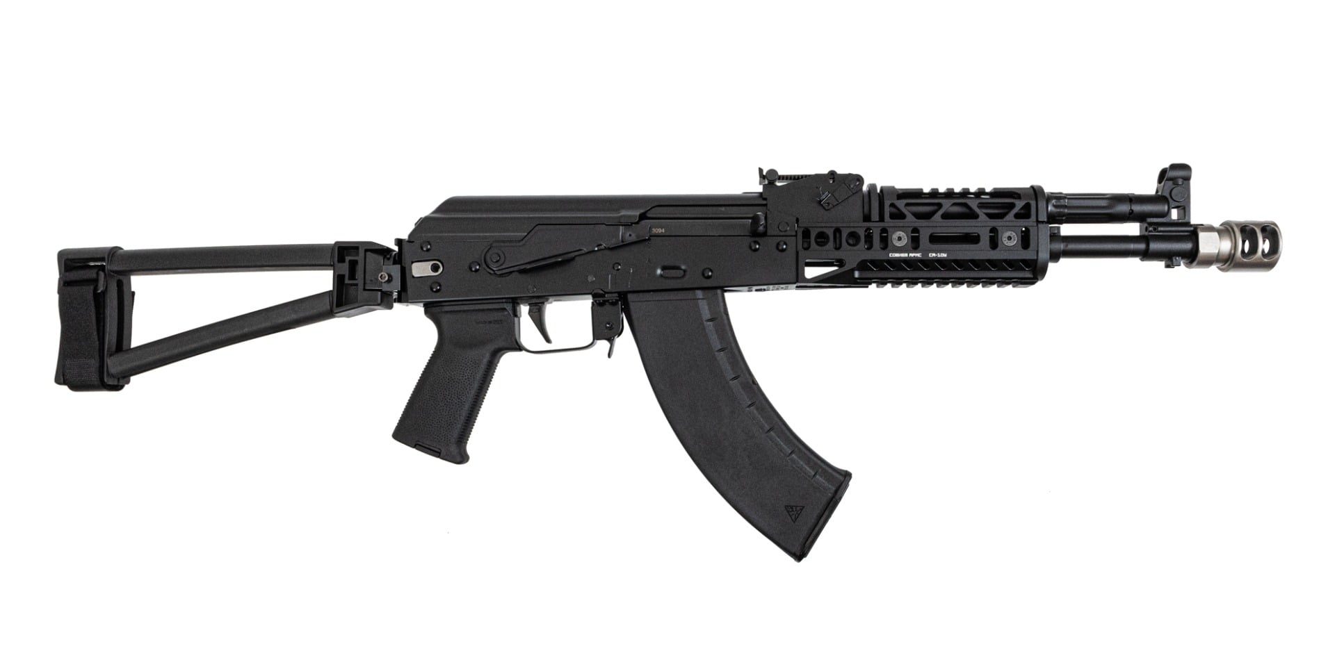 PSA AK-104 Triangle Side Folding Pistol with SA-19 & SA-10U Handguard, and SA-2 Muzzle Brake