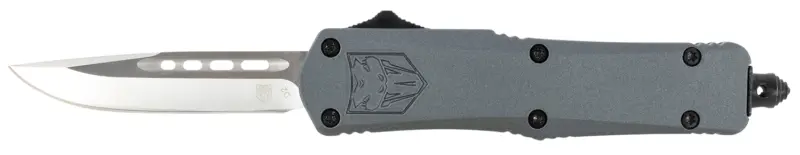 CobraTec Knives SGYFS3DNS FS-3 Small 2.75" OTF Plain D2 Steel Blade/Gray Aluminum Handle Features Glass Breaker Includes Pocket Clip