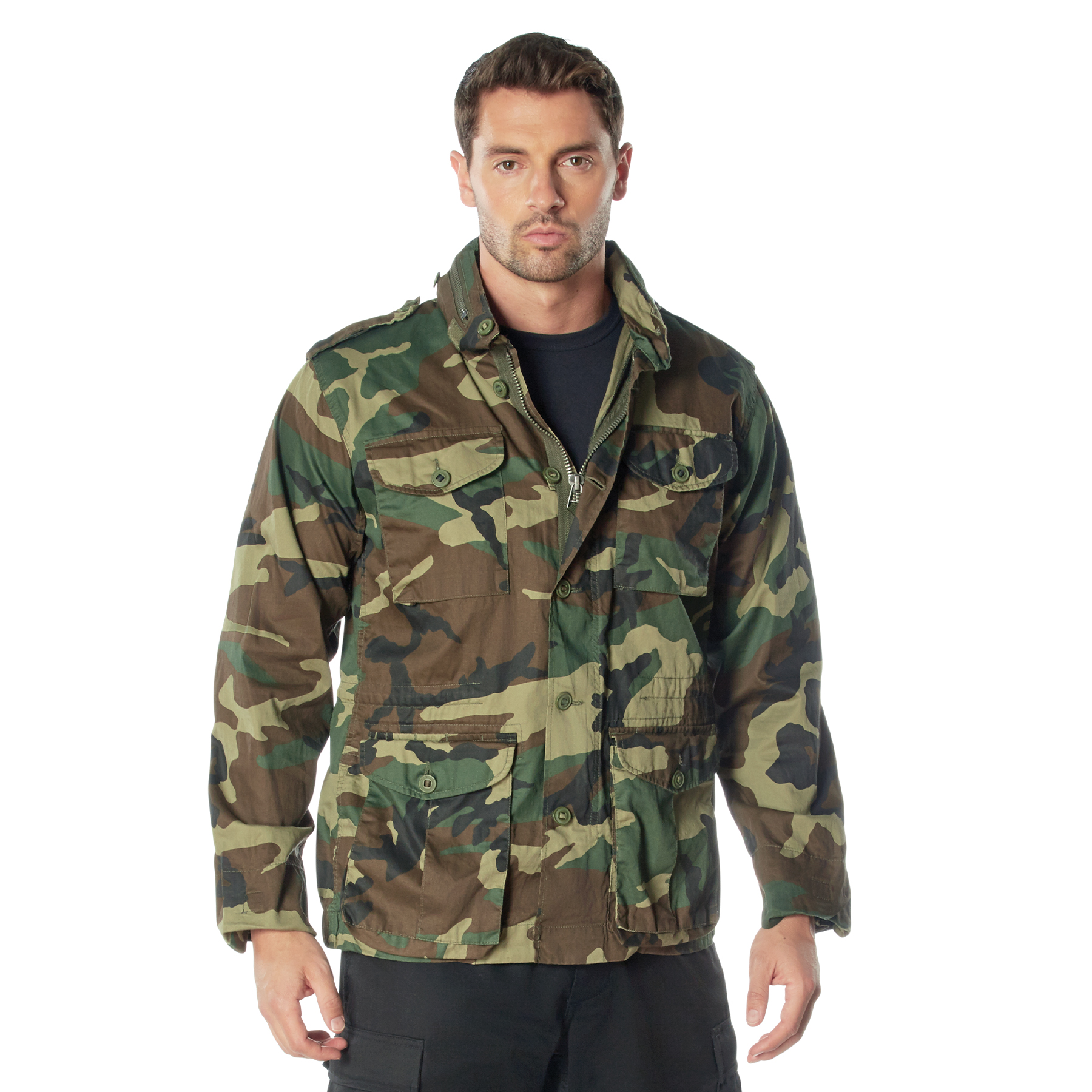 Rothco Vintage Lightweight M-65 Field Jacket - Woodland Camo, X-Large