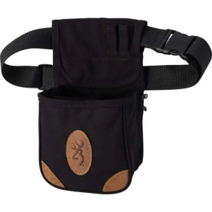 Browning Lona Shell Pouch Black Canvas Body w/Tan Leather Accents Adjustable