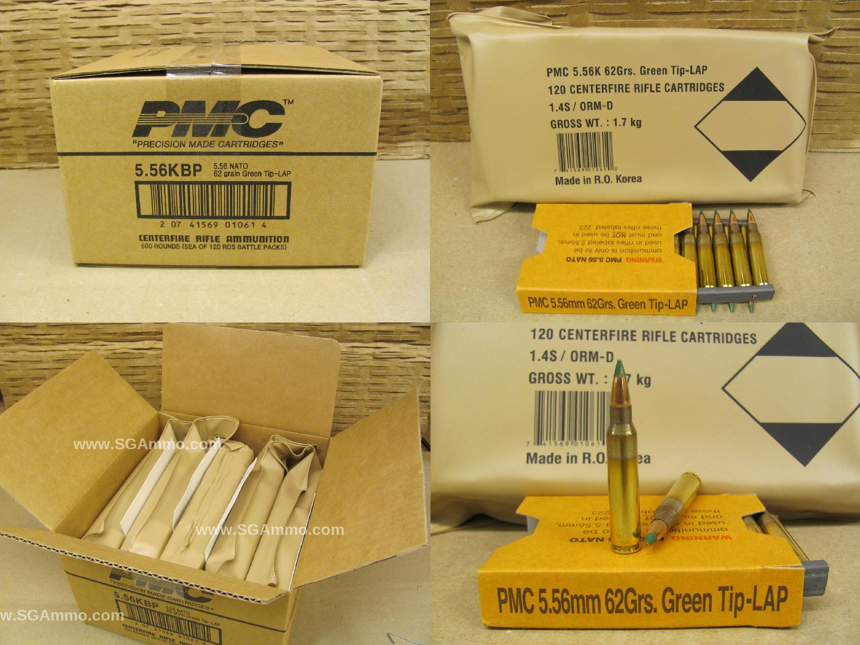 120 Round Sealed Battlepack – 5.56 NATO 62 Grain Green Tip LAP Ammo by PMC on AR-15 Stripper Clips – 5.56KBP