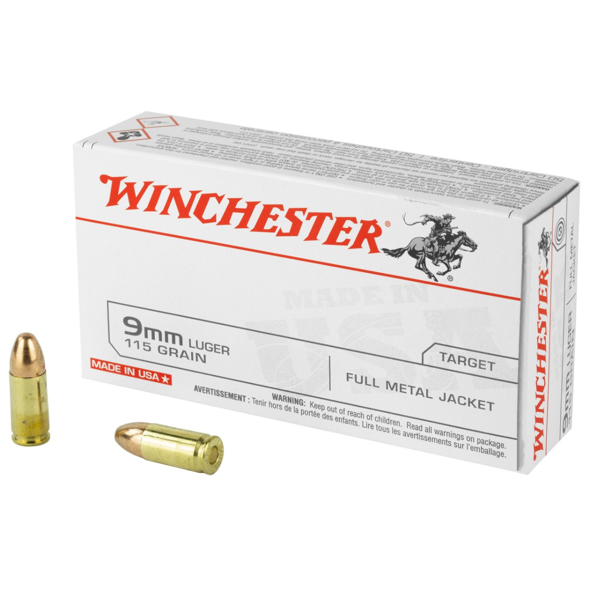 Winchester USA 9mm 115gr FMJ Ammunition 50rds - Q4172B