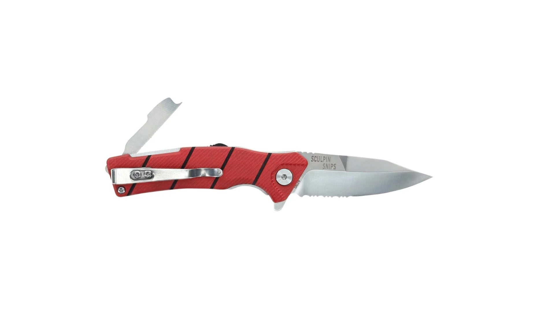 Bubba Blade Sculpin Snips Folding Drop Point Knife, Red - 1207202