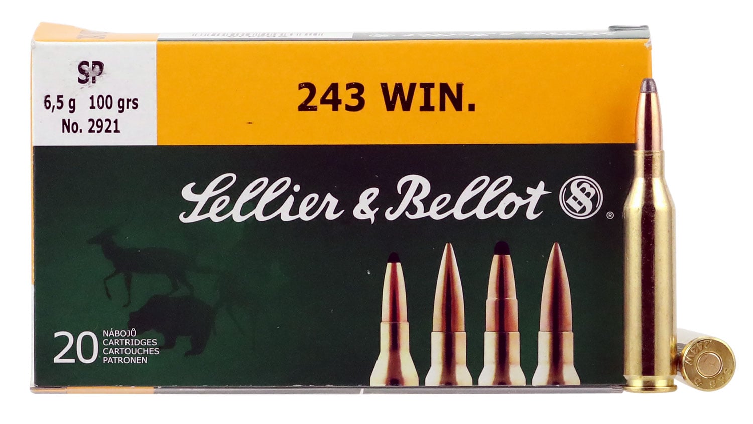 Sellier & Bellot 100 gr Semi-Jacketed Soft Point .243 Win Ammo, 20/box - SB243A