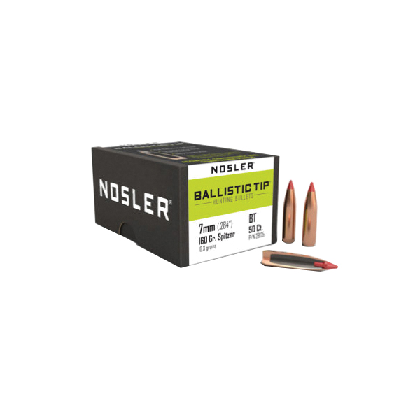 Nosler Ballistic Tip 7mm JBTBT Rifle Bullet, 160 gr 0.284" 50rds