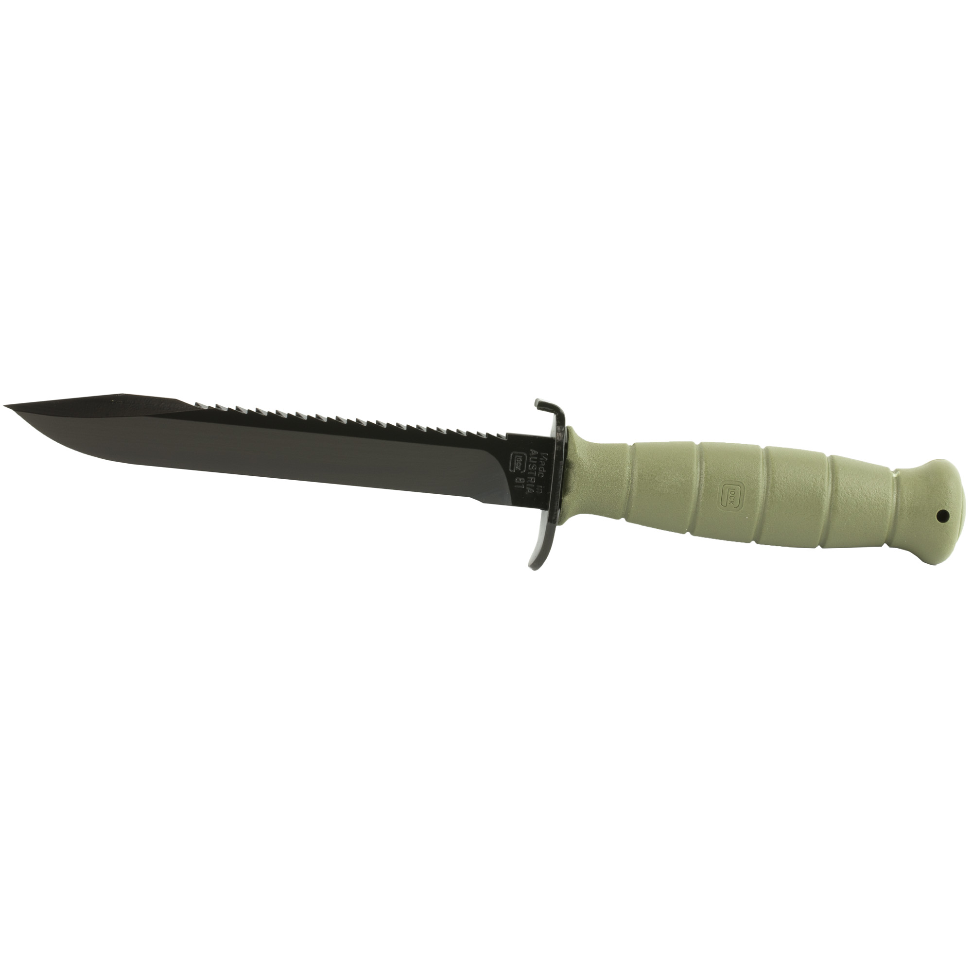 Glock Field Knife Fixed Blade Knife Battlefield Green Plain Root Saw 6.5" KF039181 1095 Carbon