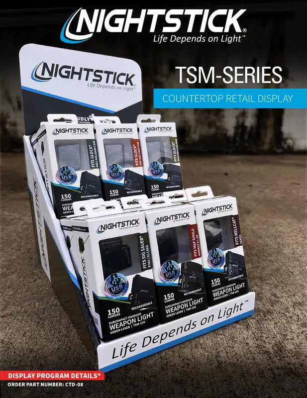 Nightstick TSM Weapon Light with Green Laser Counter Display