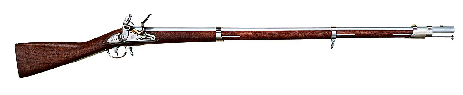 Taylors Company 210091 1816 Harpers Ferry Pedersoli Flintlock 41.75" White Steel Round Barrel Receiver, Fixed Walnut Stock