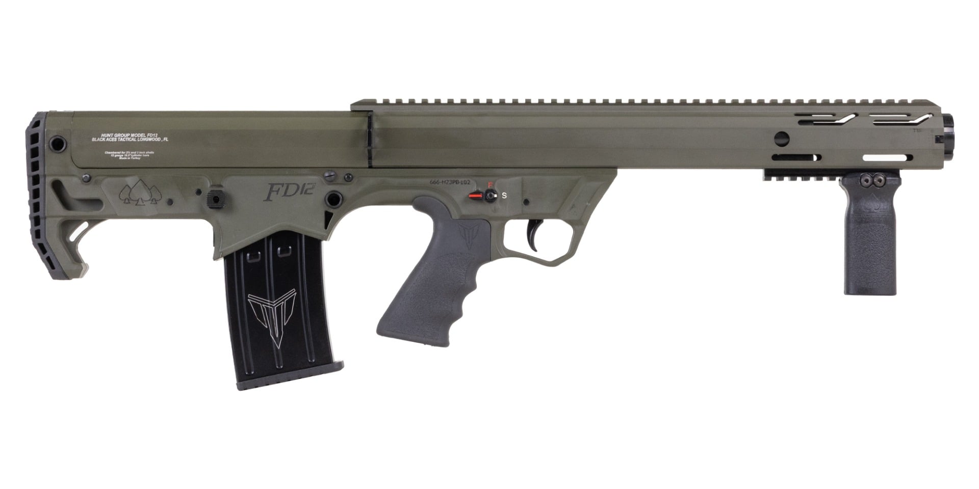 Black Aces Tactical FD12 Bullpup - LH - OD Green - 18.5"- 12ga - BATBPPODGLH