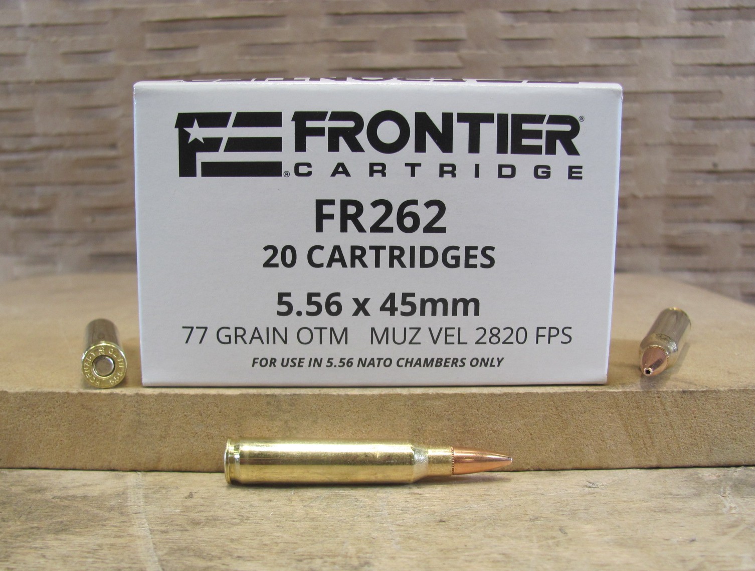 20 Round Box – 5.56 x 45mm 77 Grain Open Tip Match Hornady Frontier Ammo – FR262 – FOR USE IN 5.56 NATO CHAMBERS ONLY