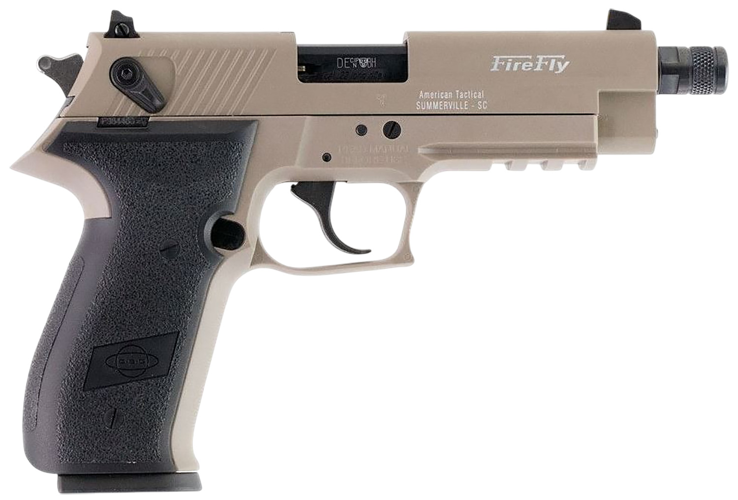 GSG FireFly .22 LR Pistol - Threaded Barrel, Tan Frame