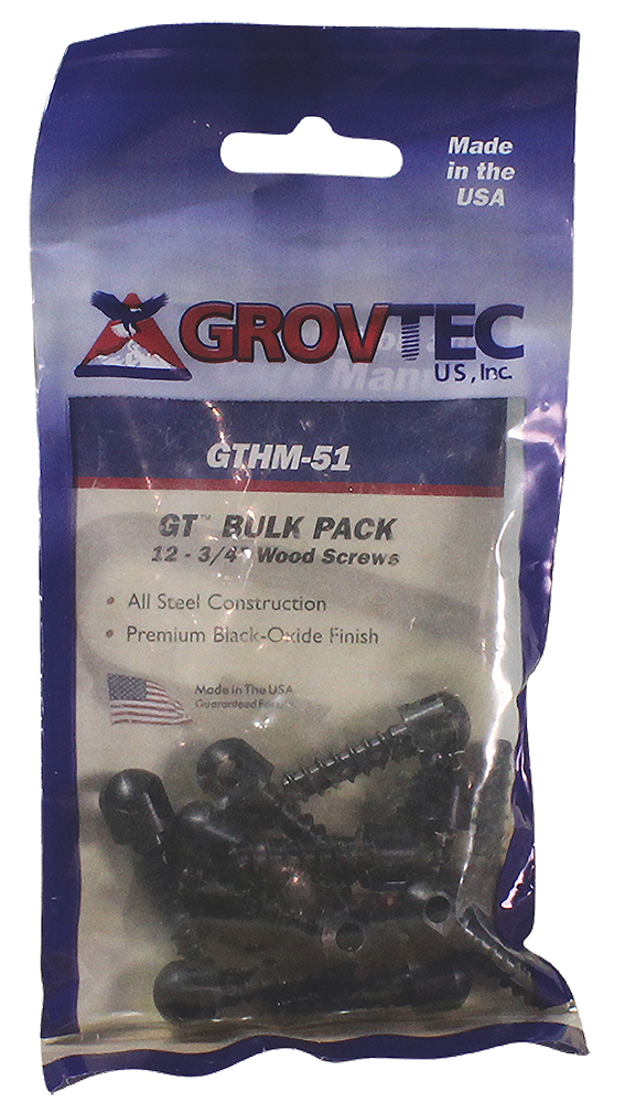 GrovTec 0.5" Wood Screw, Black, 12/pack - GTHM60