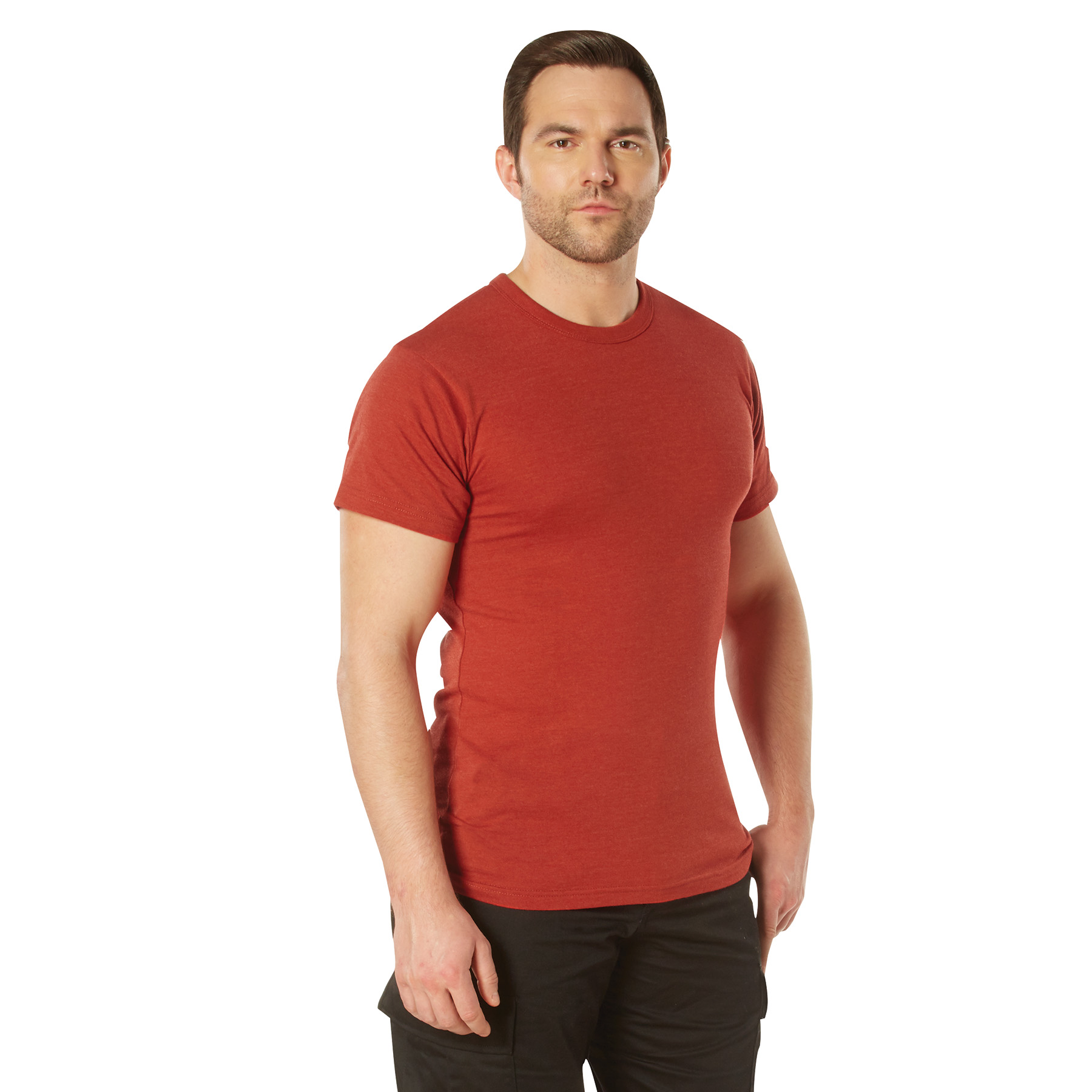 Rothco Solid Color T-Shirt With Cotton - Polyester Blend, Heather Red, 2X-Large