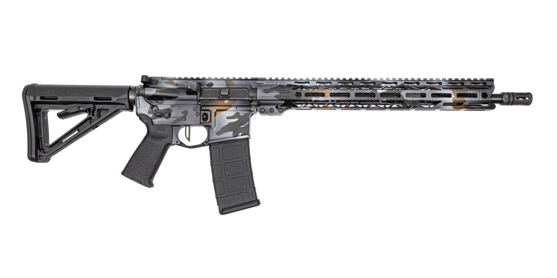 PSA Custom 16" Midlength 5.56 NATO 1:7 Nitride 15" LtWt MLok Rifle, 3.5lb Flatbow FCG - Dusk Fall