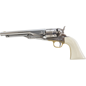 Pietta 1860 Army Black Powder Revolver 44 Caliber 8" White Barrel White Steel Frame White Grip