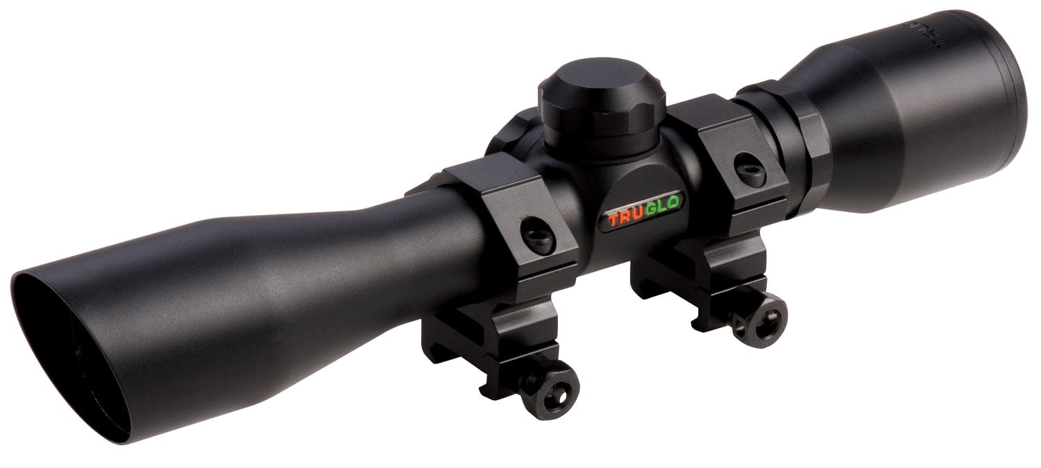 TruGlo Compact Crossbow 4x32mm Range Finder/Trajectory Compensating Rifle Scope w/ Ring, Black - TG8504B3