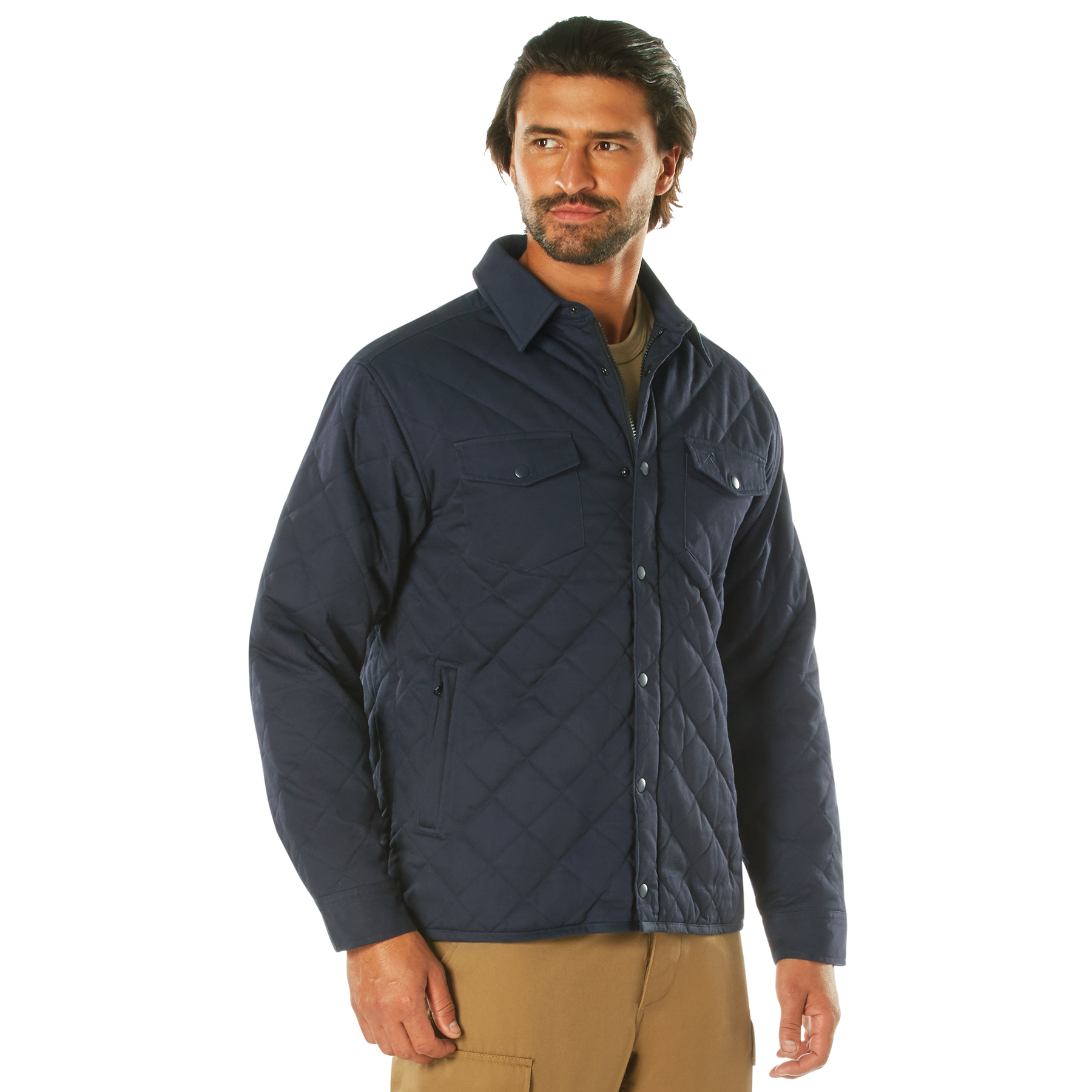Rothco Diamond Quilted Cotton Jacket - Midnight Navy Blue, Medium