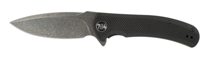 704 Gear Urban Ranger EDC Folding Pocket Knife  FS 3.74" Blade, Black w/ Damascus Steel