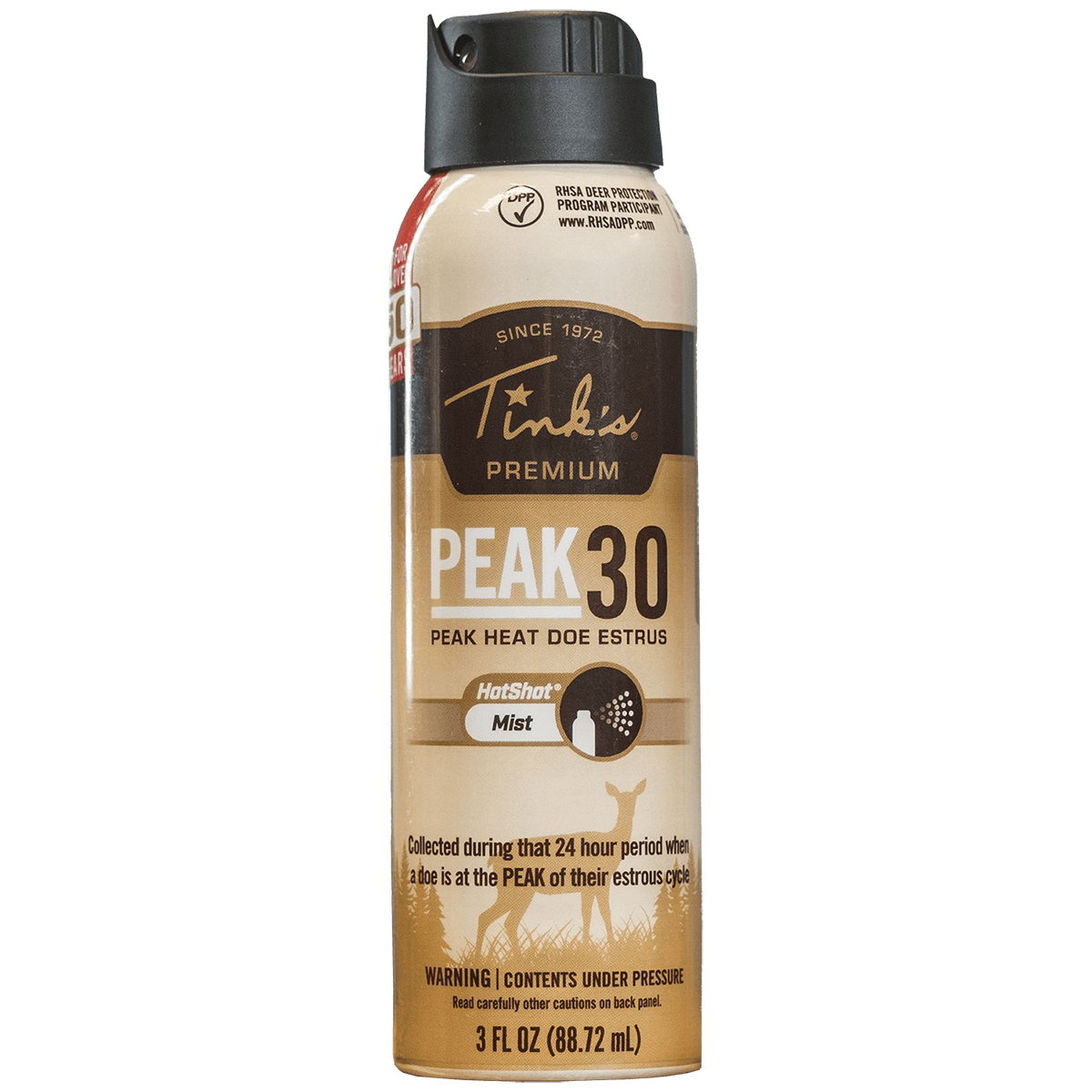 Tink's PEAK30 Premium Doe Estrus Hot Shot Deer Urine Mist, 3 oz Can