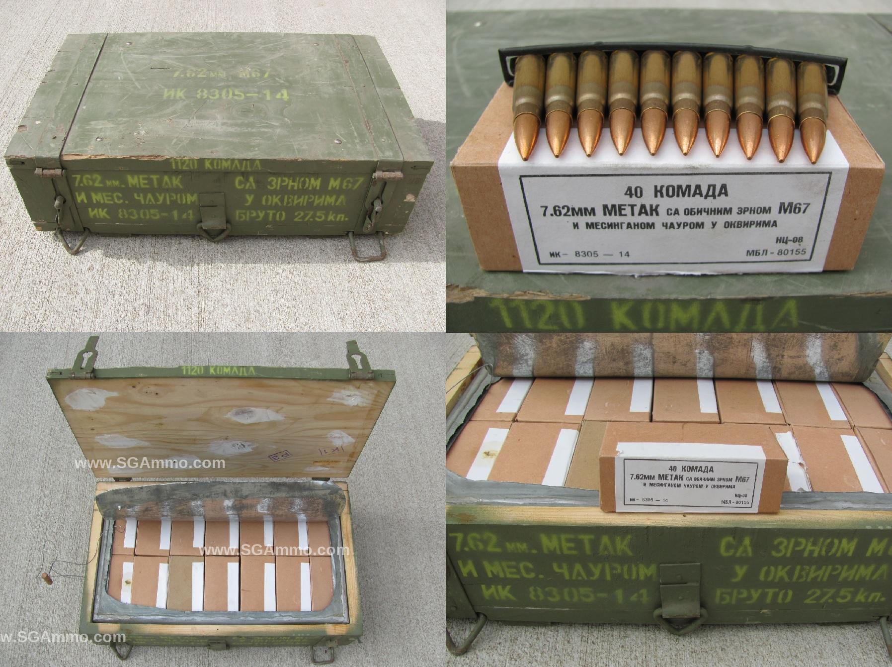 1120 Round Crate 7.62×39 M67 Non-magnetic Copper FMJ Brass Case Corrosive Yugo Surplus Ammo on SKS Stripper Clips