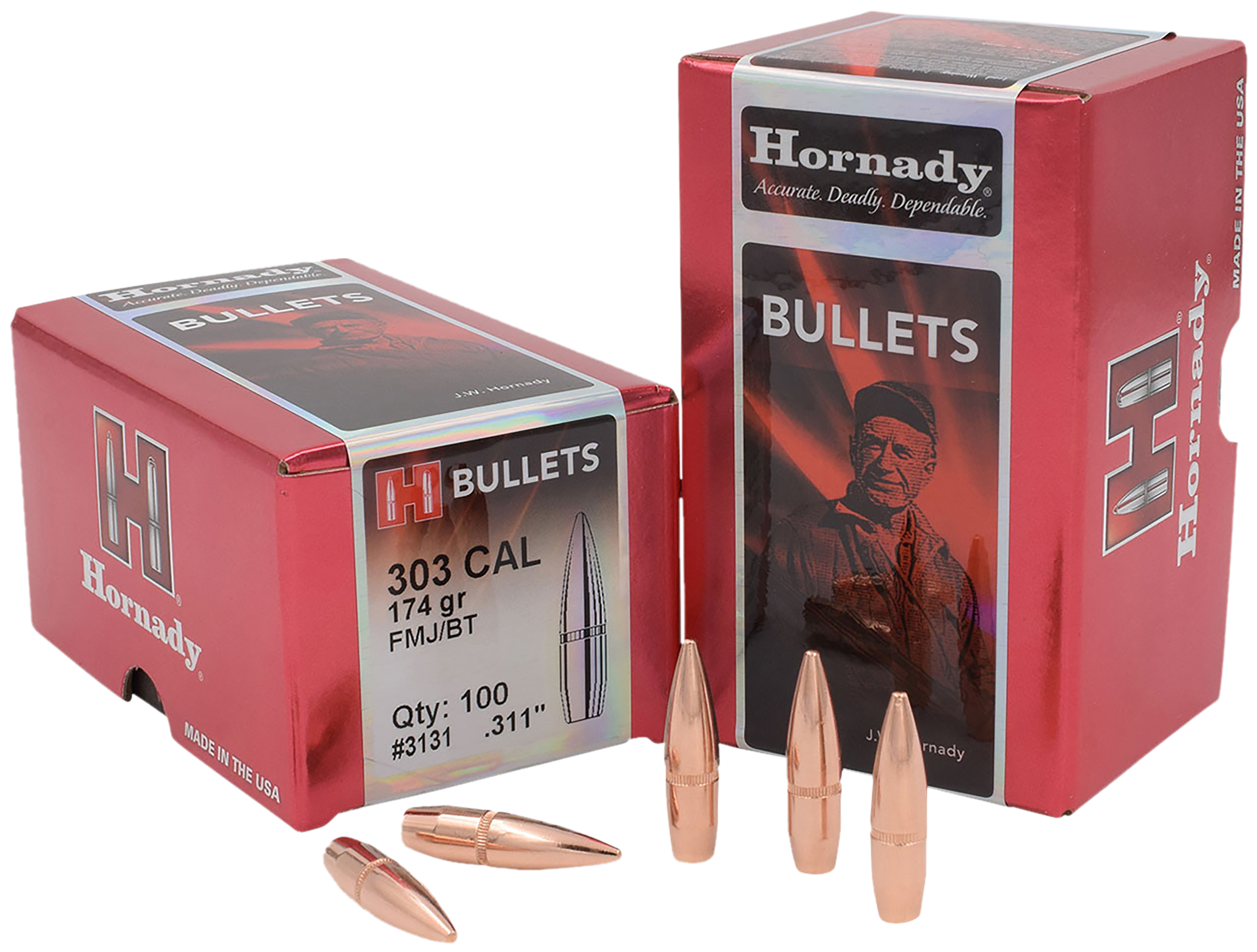 Hornady 303 Cal 174gr FMJ Projectiles 100/Box