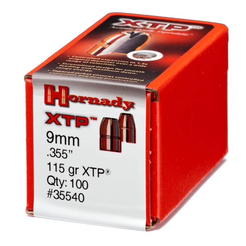 Hornady 9MM (.355) 115 gr XTP Bullets, 100 Count – 35540