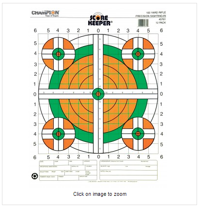 Champion Fluorescent Orange/Green Bullseye Scorekeeper Target 100 Yd Rifle Sight-In 12/Pack 45761