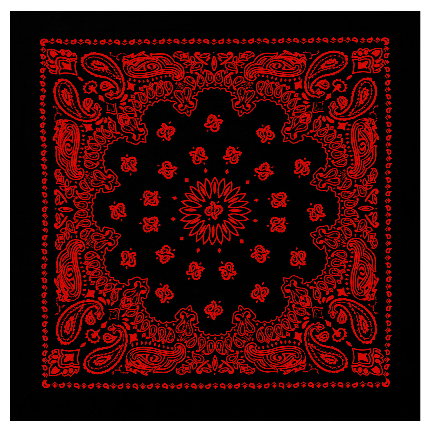 Rothco Trainmen Paisley Bandana - 22 X 22, Black - Red
