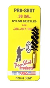 Pro-Shot .38 Cal/.9mm Nylon Bristle Pistol Bore Brush 38NP
