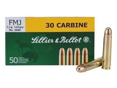 Sellier Bellot 30 Carbine Ammunition 110 Grain Full Metal Jacket 50 rounds