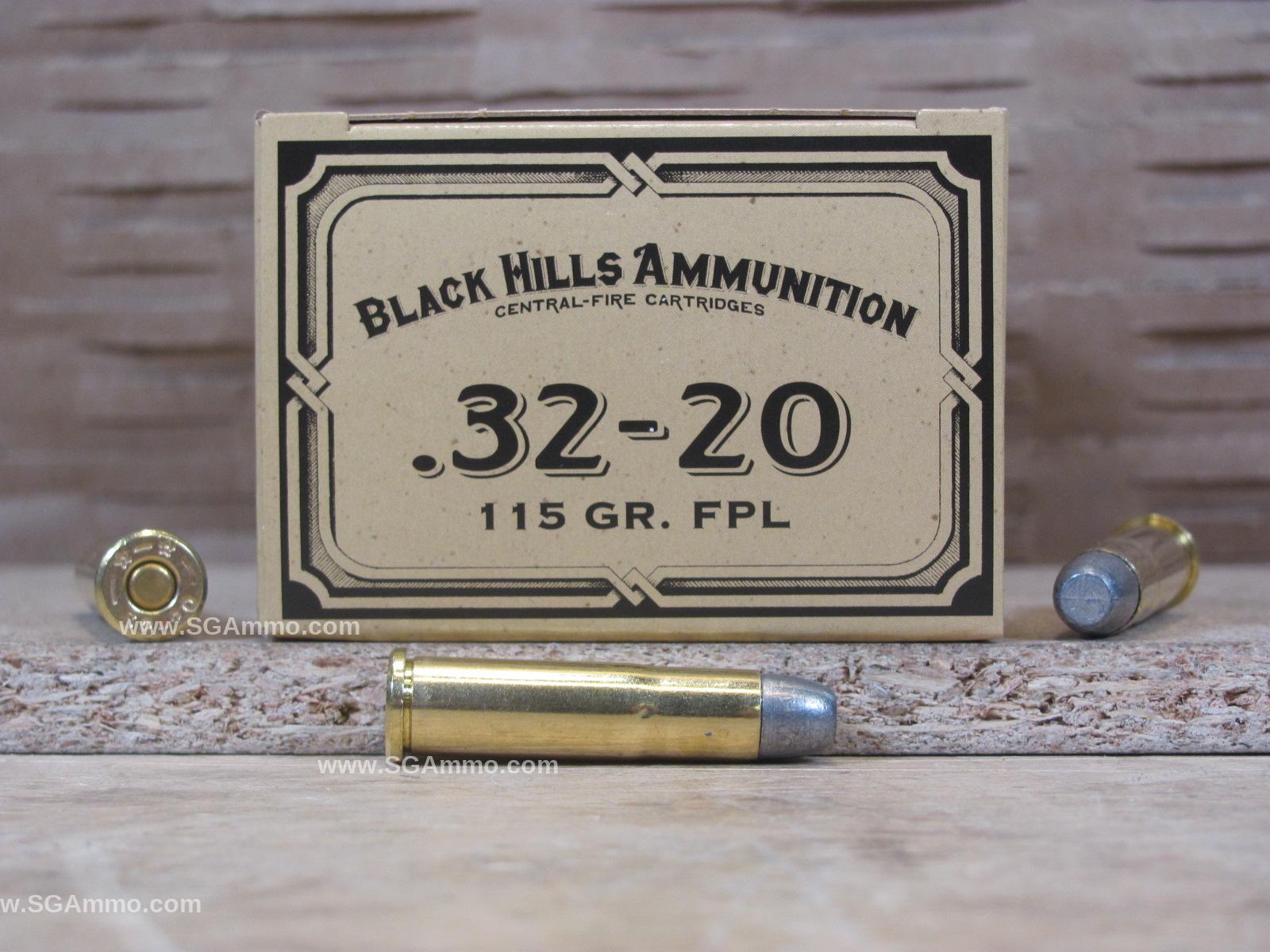 50 Round Box – 32-20 Win 115 Grain FPL Black Hills Cowboy Action Ammo – DCB3220N1