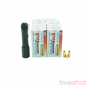 BUNDLE DEAL: Black Sig Sauer Foxtrot EDC Full Size Flashlight and 500 Rounds of Ammo - Maxxtech 9mm 115 Grain