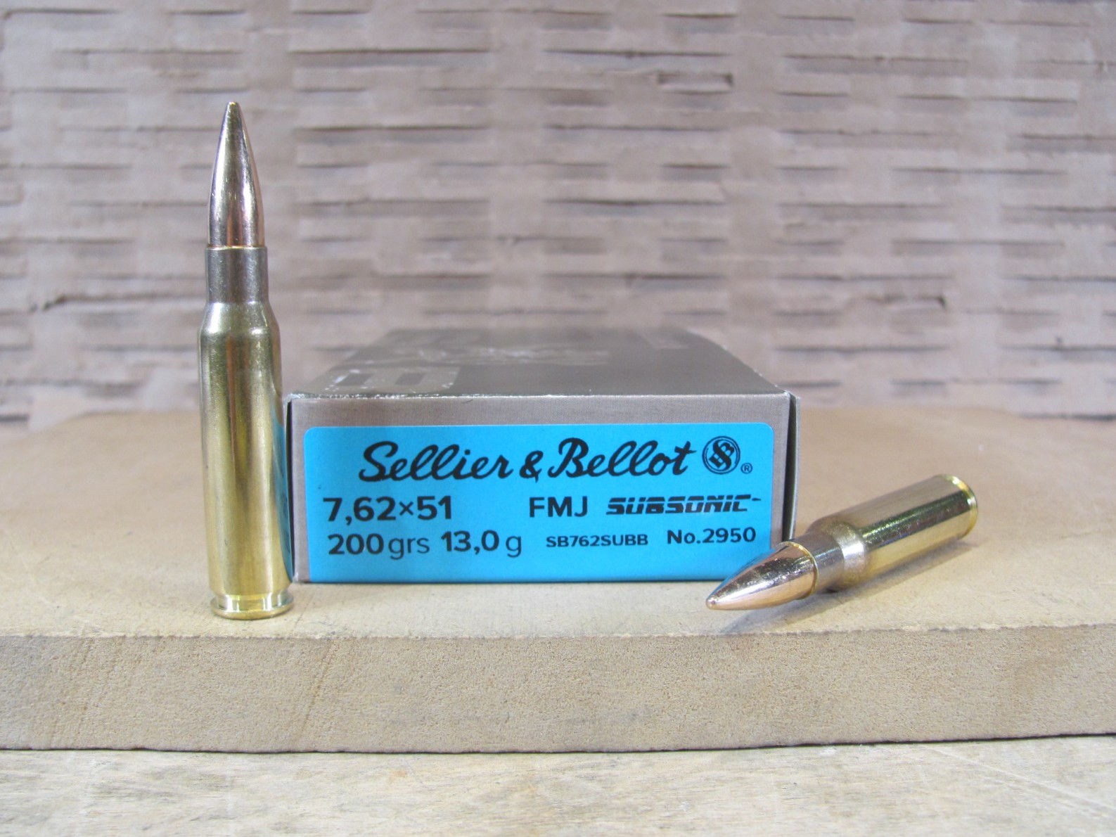 20 Round Box – 7.62×51 Subsonic 200 Grain FMJ Sellier Bellot Ammo – SB762SUBB
