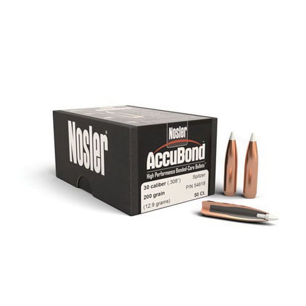 Nosler AccuBond .30 200 gr SBT Rifle Bullet, 50/box - 54618