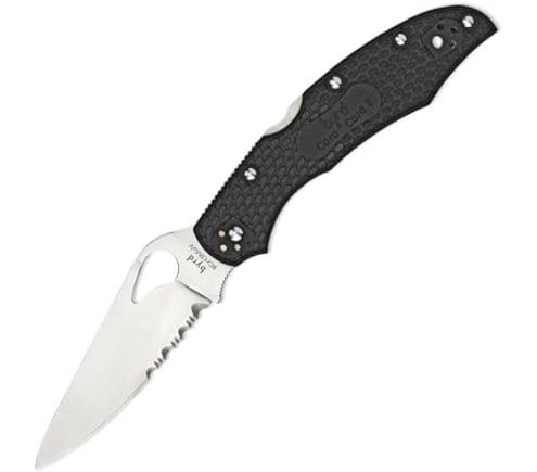 Spyderco Harrier 2 Combination Edge Folding Knife Drop Point, Black - BY01GPS2
