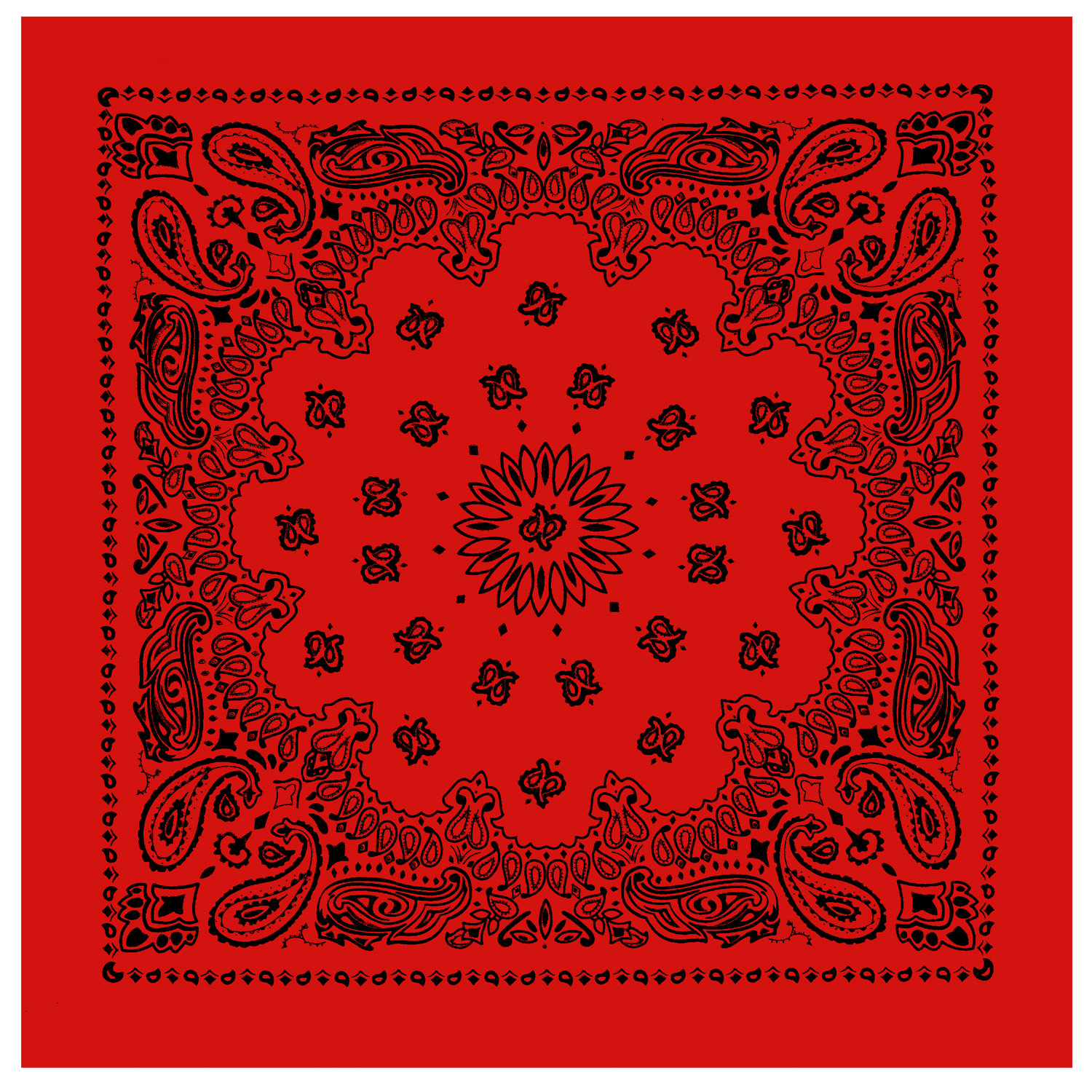 Rothco Trainmen Paisley Bandana - 22 X 22, Red - Black