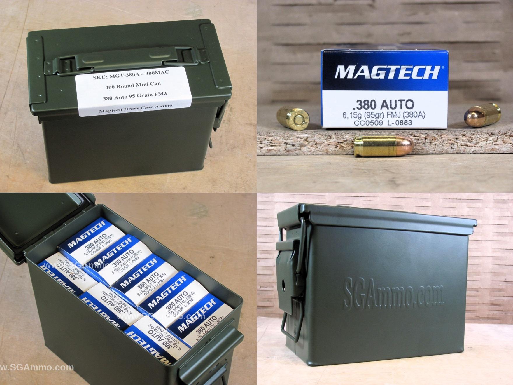 400 Round Can – 380 Auto 95 Grain FMJ Ammo by Magtech – 380A – Packed in Mini Canister